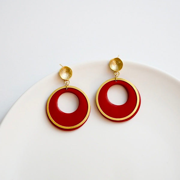 Brianna Polymer Clay Earrings, Red