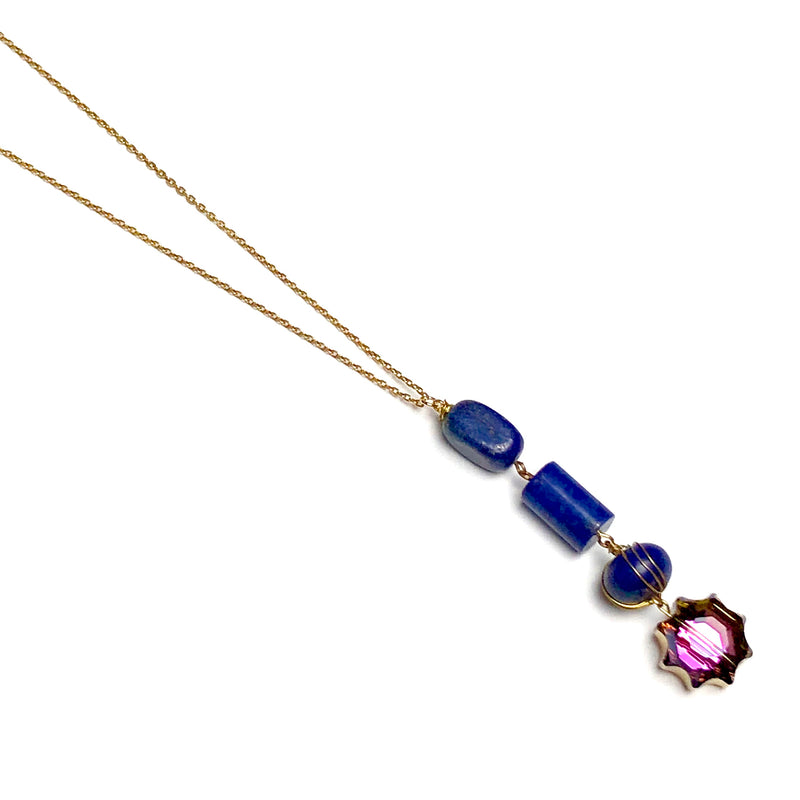 Lapis Lazuli Beaded Stone Gold Necklace