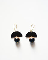 Black Brass Wood Bead Earrings