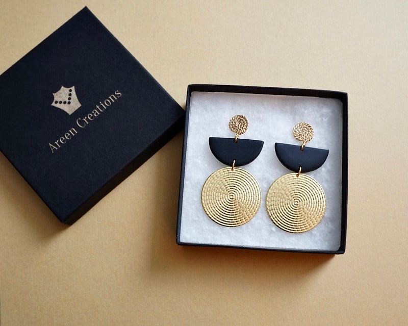 Brass Circle & Polymer Clay Earrings