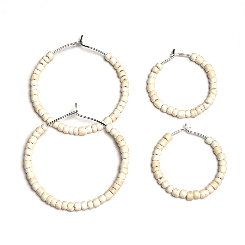 Coconut Beads Hoop Earrings