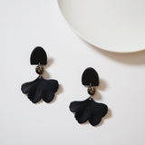 Black Polymer Clay & Leaf Earrings