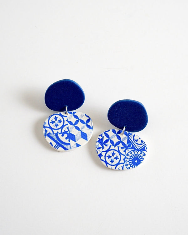 Portuguese Tile Polymer Clay Earrings