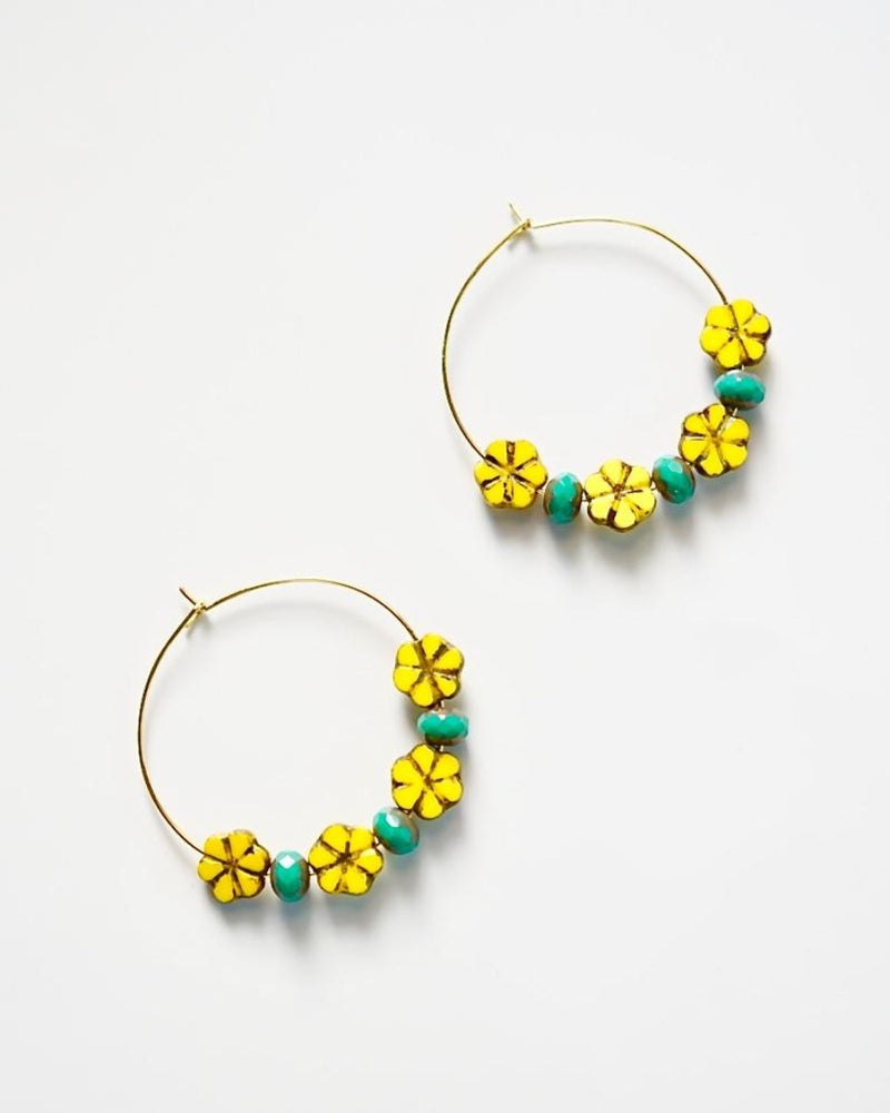 Daisy and Turquoise Hoops