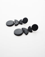 Geometric Polymer Clay Statement Earrings, Pierced or Non Pierced Clip On. Black, White  or Brown