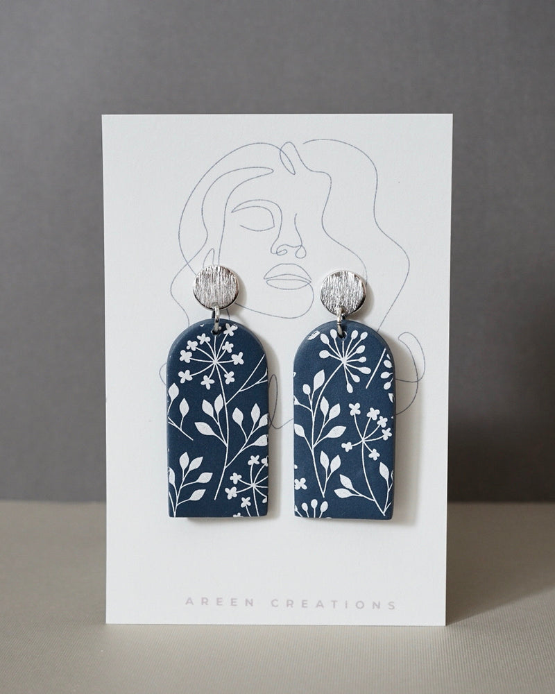 Botanical Polymer Clay Earrings, w/ Silver Studs – Areen Creations