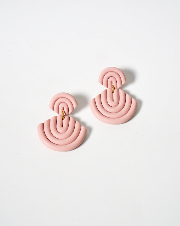 Maya Polymer Clay Earrings, Pale Pink