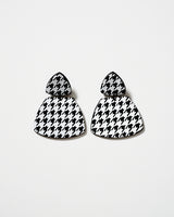 Houndstooth Polymer Clay Earrings, Black
