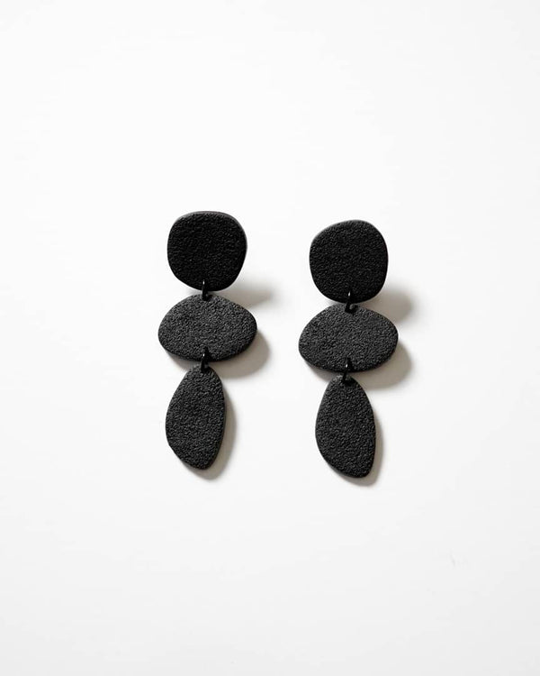 Adria Polymer Clay Earrings in Black