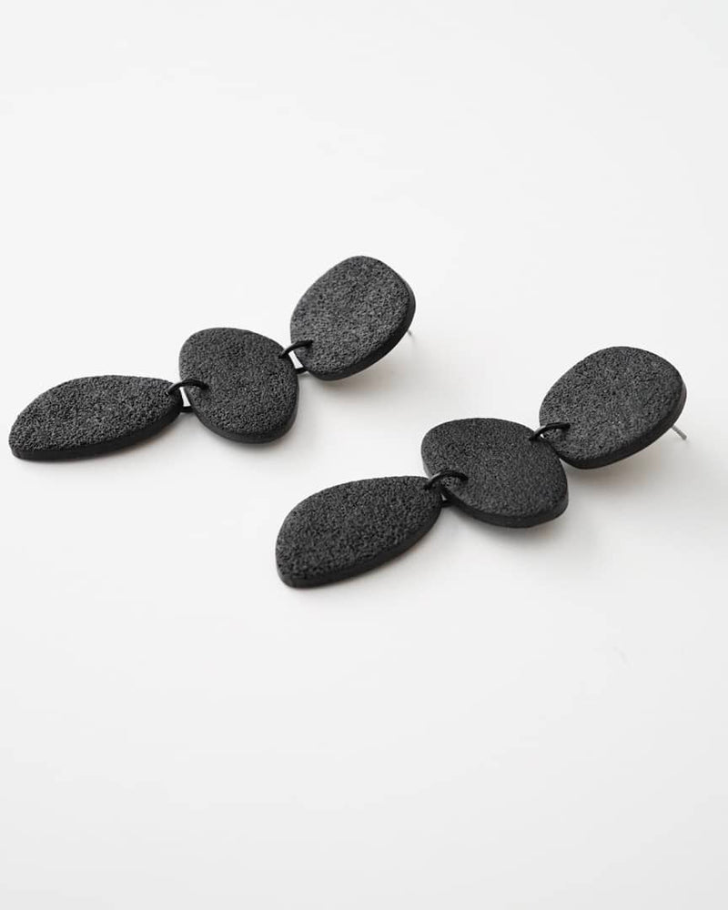 Adria Polymer Clay Earrings in Black