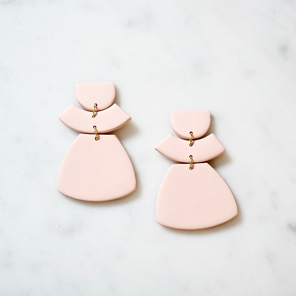 Sophia Polymer Clay Earrings, Pale Pink