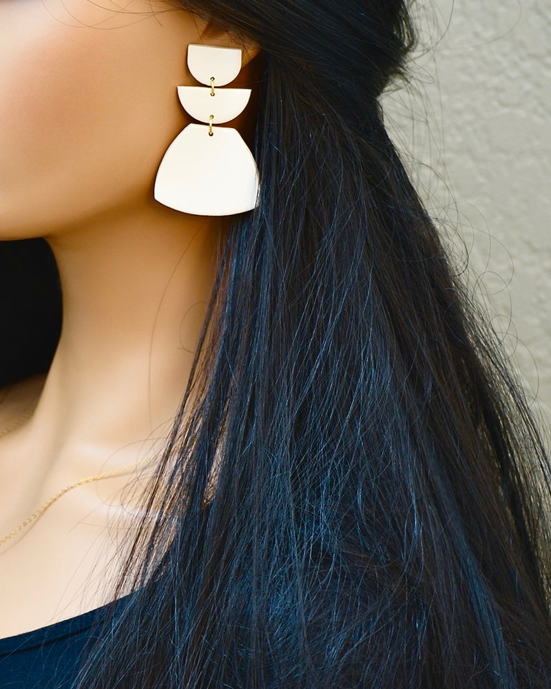 Sophia Polymer Clay Earrings, Ivory