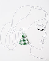 Houndstooth Polymer Clay Earrings, Green